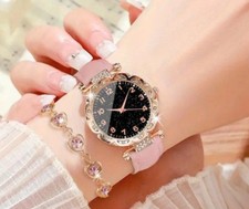 2er-Set Trendige Damen Quartz-Uhr in Rosa mit Armband, Geschenk Valentinstag