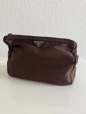 original Prada Milano Kulturbeutel Kosmetiktasche braun nylon