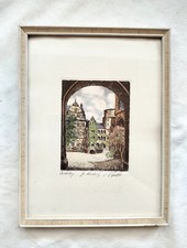 Bild Heidelberg Radierung colorierter Stich signiert 19x25 cm