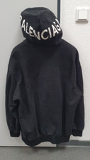 Balenciaga-Hoodie-Schwarz-Weiß, L