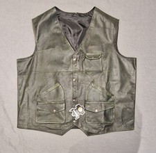NEU 5XL LEDERWESTE 58", RACING GREEN, BIKER, FISCHER, SCHIESSEN, COUNTRY