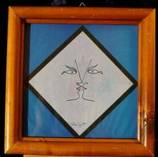 Farblithografie (?) Kunstdruck Jean Cocteau 50er Jahre Le Baiser 