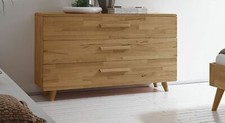 Kommode Massivholz Anrichte 3 Schubladen Edelstahl Griff Schlafzimmer Highboard