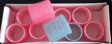 9 große Klett Lockenwickler in rosa und hellblau 6,3cm x 5,5cm