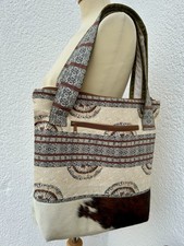 Schultertasche m. Fell/Tasche Handarbeit/Unikat Ethno/Afrika Muster