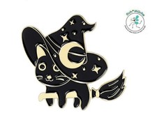 Anstecker Katze Hexe Besen Zauberhut Halloween Anime Glücksbringer Geschenkidee