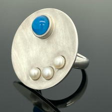 RING GR.18 (CA.56) 925/-SILBER RHOD. MIT KRISTALLOPAL BEH. & SWZP SCHMUCKJAGD