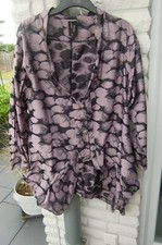 Escaladya,,Lagenlook,,leichte Jacke,Schwarz/Flieder,Detailreich,Gr 1