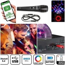 Lenco Karaoke Set mit Discokugel Mehrfarbig mit Bluetooth Lautsprecher NEU OVP