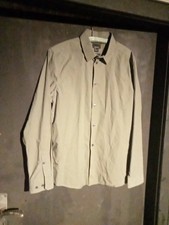 H&M Herren Langarm Hemd Slim Fit Größe L Olivgrün Baumwolle