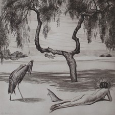 Richard Müller Mittagssonne Frauenakt Akt Symbolismus Nachdruck Radierung 1919