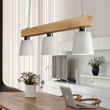 Pendelleuchte Höhenverstellbar Warmweiß Holz LED Hängelampe weiß Esstisch