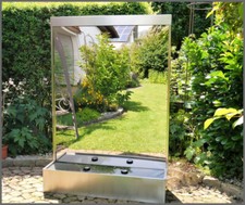 EDELSTAHLBRUNNEN Brunnen 174 cm ho Wasserwand 2 x LED Licht -ohne Pumpe-