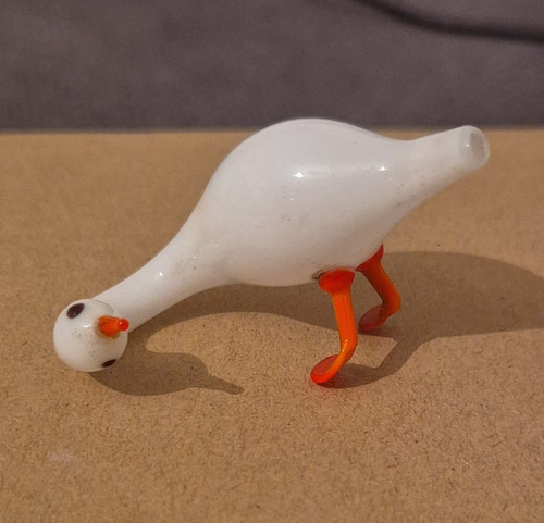 Lauscha glasfigur gans - glasfigur, weiß