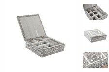Schmuckdose Schmuckkasten Silber SanLove Holz Aluminium 18 X 18 X 6 Cm