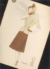 Strohhut -Rock & Blazer der 40er Jahre "h Schnittmuster MODE Entwürfe" ~ 1948