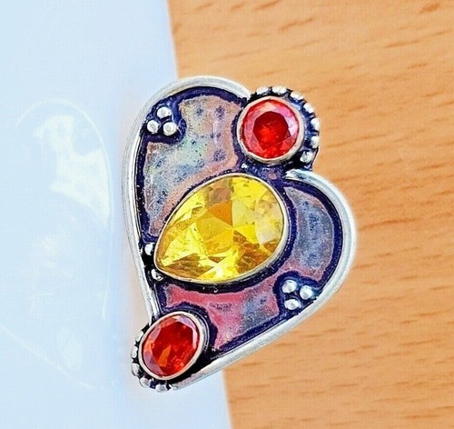 Citrin mit granat ring - mit, 925
