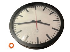 1990er große Bahnhofsuhr 40cm Radio ContrQuartz Wanduhr Metall läuft gut Germany