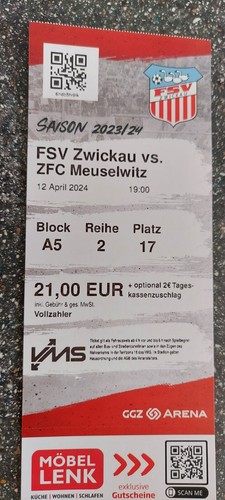 Sammler ticket fsv zwickau - zwickau,