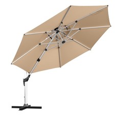 anndora Ampelschirm Sonnenschirm 400 cm mit Kurbel Dark Natural Beige B-Ware