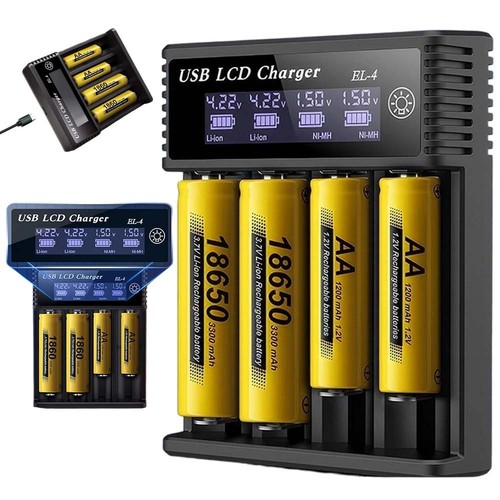 18650 ladegerät fach - 4-fach, lcd