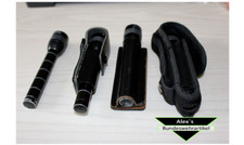 Mini Amper Taschenlampe Polizei Lampe Stablampe mit Halterung Leder für Gürtel 