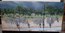 XL handgemalt Wand Bild Gemälde Afrika Zebra am Wasser Loch