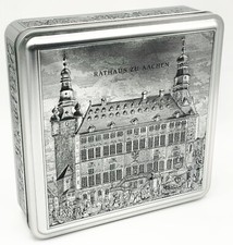 Blech Dose Rathaus Aachen Relief Vintage Pralinen Sammler Blechdose Rarität