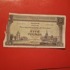 Clydesdale & North of Scotland Bank £5 BANKNOTE 1. Präfix A