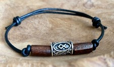 Wikinger Mittelalter Schmuck LEDERARMBAND VIKING RUNE Leder Armband R3.22 Thor