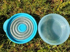 Tupperware Bungee Dose Türkis Rund mit 2 Flexiblen Deckeln  als Erstzdeckel