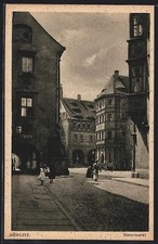 Görlitz, Untermarkt mit Café und Geschäften, Ansichtskarte 