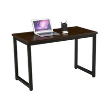 B-Ware Schreibtisch Nussbaum-Optik schwarze Metall-Beine Computertisch Tisch