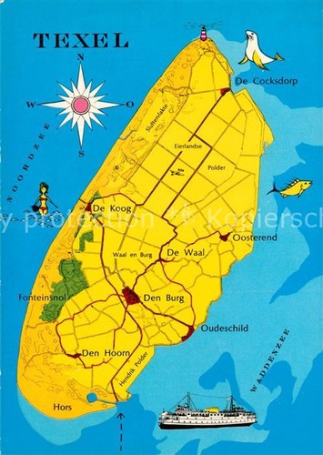 Texel map north sea island - texel,