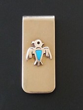 Indianer- Schmuck Adler Kragen- , T-Shirt-  oder Geldklammer Silber, Türkis