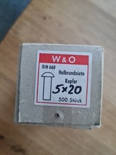 W & O Halbrundnieten DIN 660 Kupfer 5x20  500Stück Neu