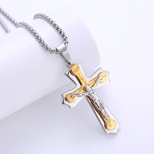 Herren kreuz halskette gold - herren,