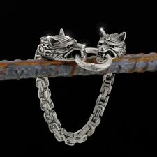 Armband Edelstahl Wikinger Totenkopf Silber Herren Männer Viking Wolf