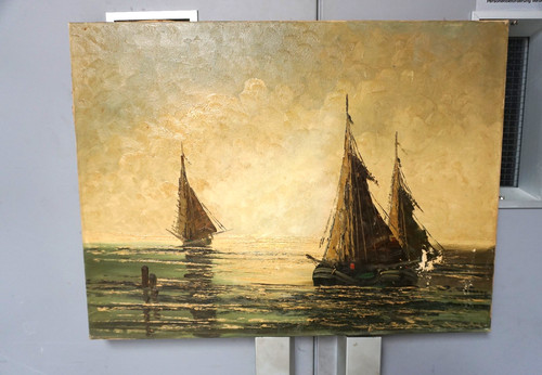 Gemälde öl fischerboote - gemälde,