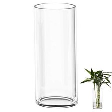Glas Blumenvase Modern Zylinder Vase, Handgemacht Kristall Vasen 40cm Hoch,