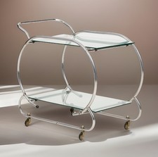 Teewagen, Servierwagen, Barwagen Stahlrohrmöbel Glas Bauhaus Art Deco Antik