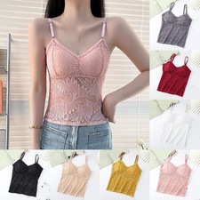 Sommer ärmellos Spitze Camisole Weste für Frauen mit Brustkissen Freizeit Top