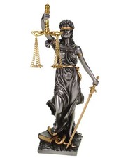 Figur der Justitia römische Göttin der Gerechtigkeit 21 cm Gold/ silberfarben