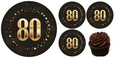 80.Geburtstag eßbar Torten-bild Muffin-aufleger Party Deko Cupcake Geschenk-Idee