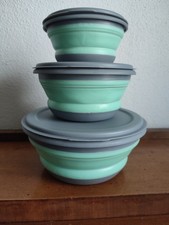 3 Stück Schüsselsatz Set  faltbare Silikon Plastik Küche 300 bis 1000 ml, Grün