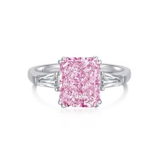 925 Sterling Silber Ring - Eis Schliff - Radiant Cut 4CT - Rosa Moissanit