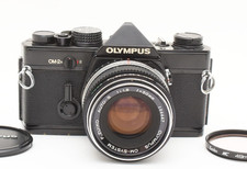 Olympus OM-2N schwarz analoge Kleinbildkamera Zuiko 50 mm F1,8 Meter funktion...