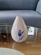 Heinrich Bavaria Selb Vase Weiß White Blaue Tulpen Blue Tulips 1940 Fourties