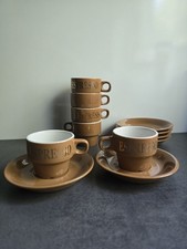 Espressotassen 6er Set mit Untertasse Braun weiß