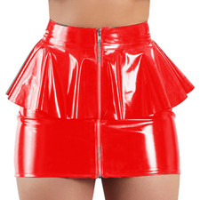 Damen Rüschen PVC Minirock
